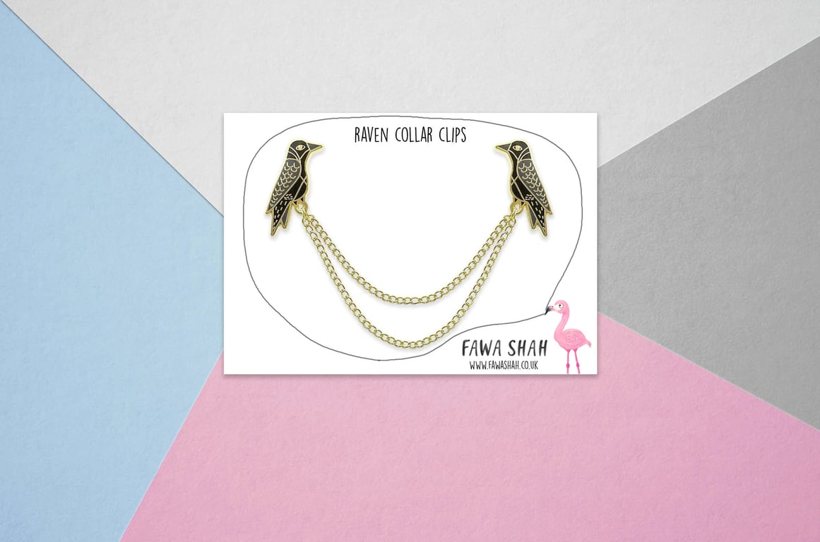 Gold Raven Collar Chain - Hard Enamel Pin - Jewellery