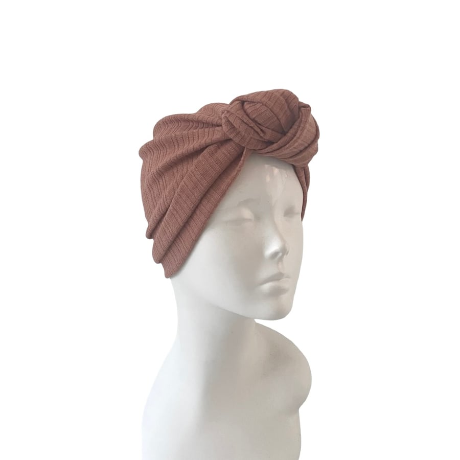 Vintage inspired style pink stretch jersey knot turban hat Turban head scarf 