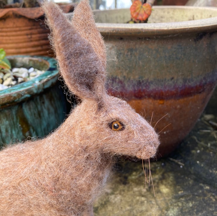 Brown hare model, needle felted woollen sculpture - Folksy