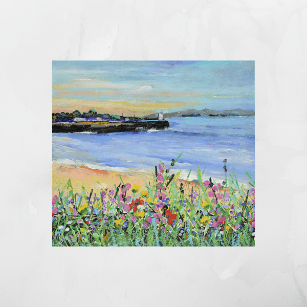 A Small Acrylic Painting of Nairn Beach. Ready to Hang.