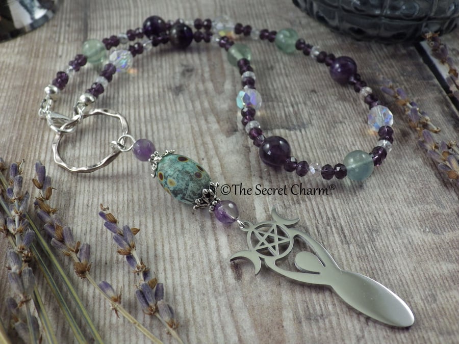 Goddess Cerridwen Car Rear View Mirror Charm, Suncatcher, Protection Amulet