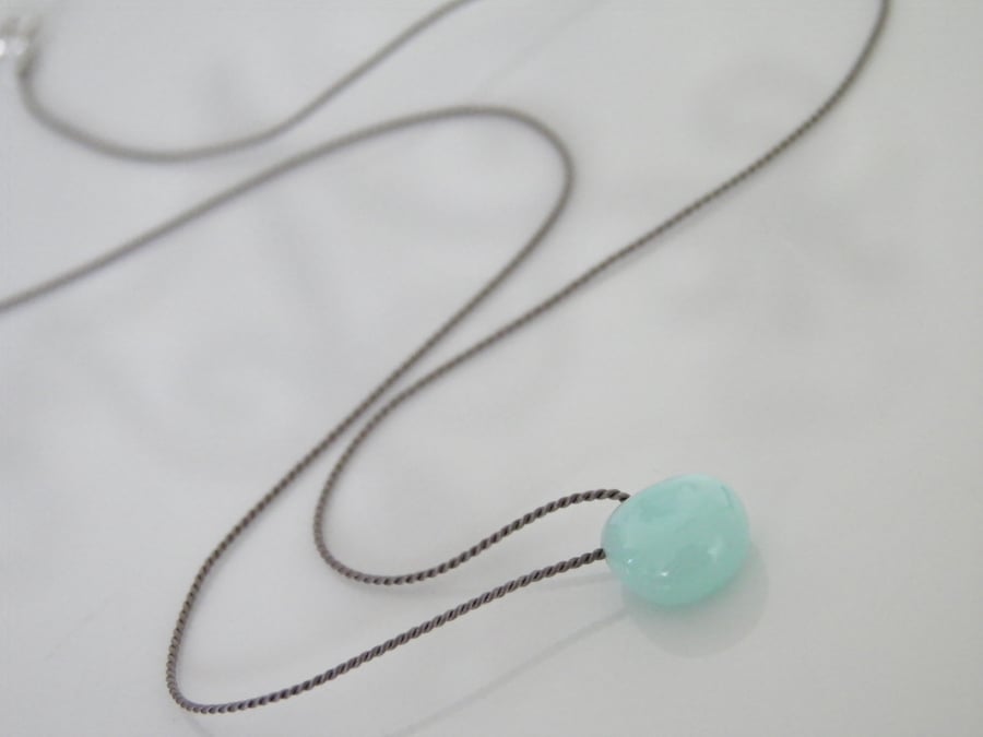 Blue Opal Necklace on Silk