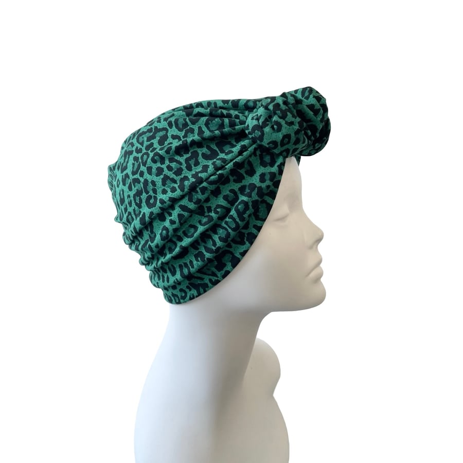 Leopard Knotted Turban Head Wrap Hat for Hair Loss Alopecia Stylish Head Scarf