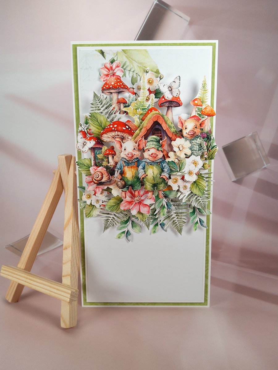 Handmade Fairy Tale Card (85) Three Little Pigs