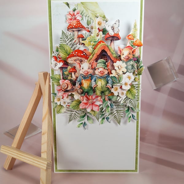 Handmade Fairy Tale Card (85) Three Little Pigs