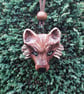  Hand Carved Wooden Wolf Head Pendant - Image 1