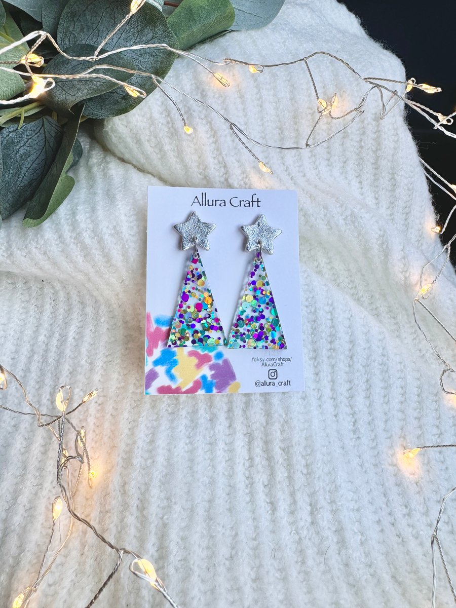 Modern Christmas Tree Earrings