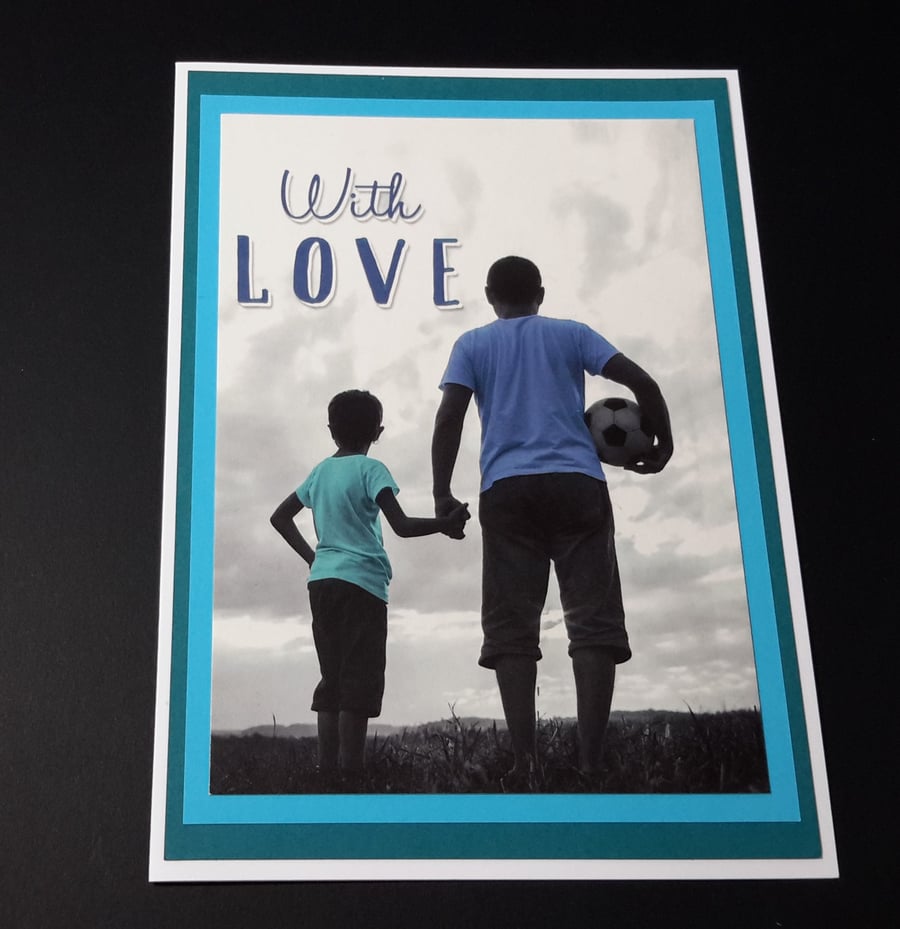 Fathers Day, Birthday, Any Occasion Greeting Card - Football With Love