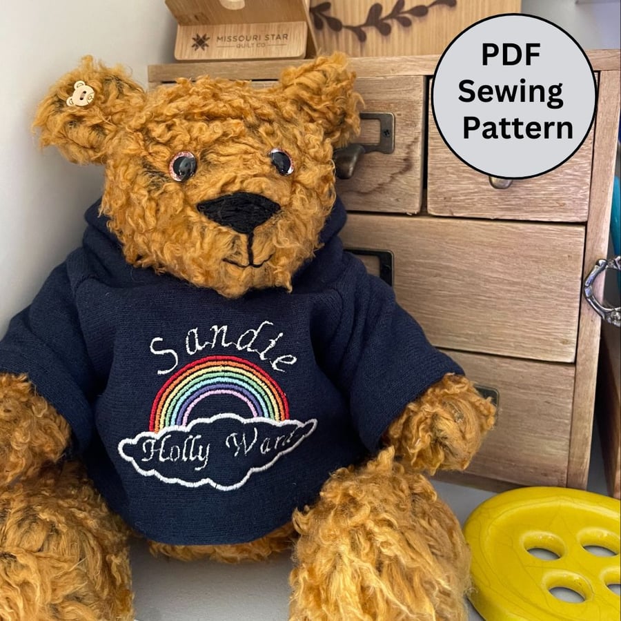 Teddy Bear Hoodie Sewing Pattern (PDF Sewing Pattern Fits 16-18inch teddy bears)