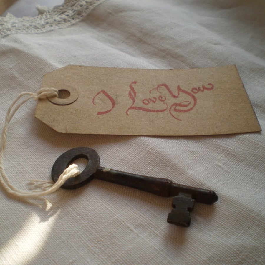 Vintage Key I Love You Gift Tag