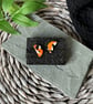 Orange Funky Half Moon Stud Earrings - Image 7
