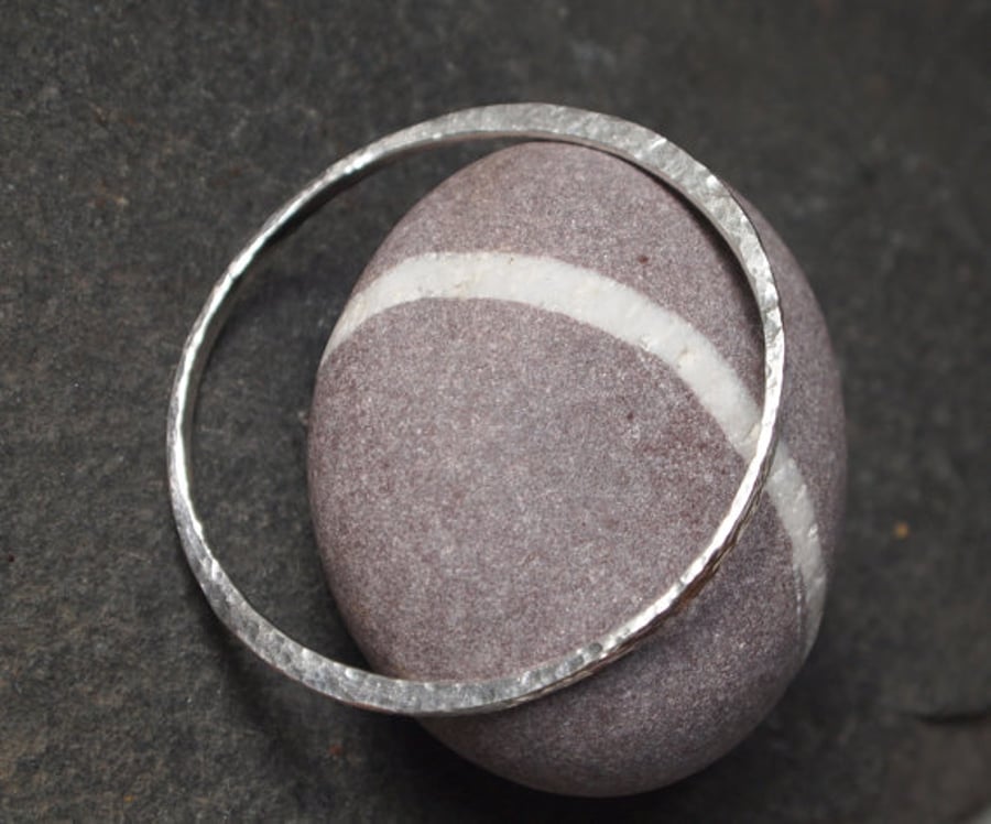 Bangle, forged solid silver, hallmarked.