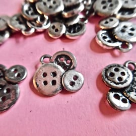 10 x  Antique look Tibetan Silver buttons  charms