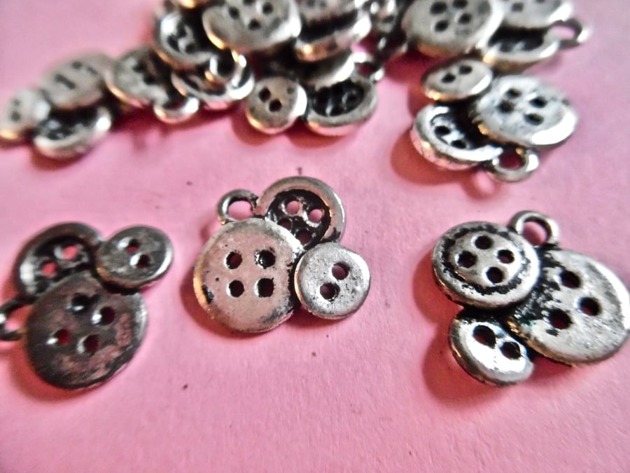 10 x  Antique look Tibetan Silver buttons  charms