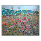 Impasto oil painting - wildflowers - views - ready to hang - Scottish landscape
