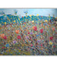 Impasto oil painting - wildflowers - views - ready to hang - Scottish landscape