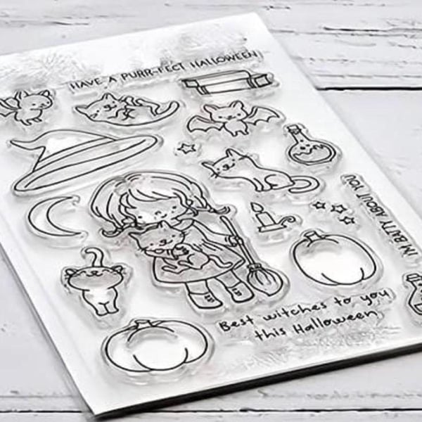 NEW Little Witch Halloween Stamps and Metal Die Cutting Die Set
