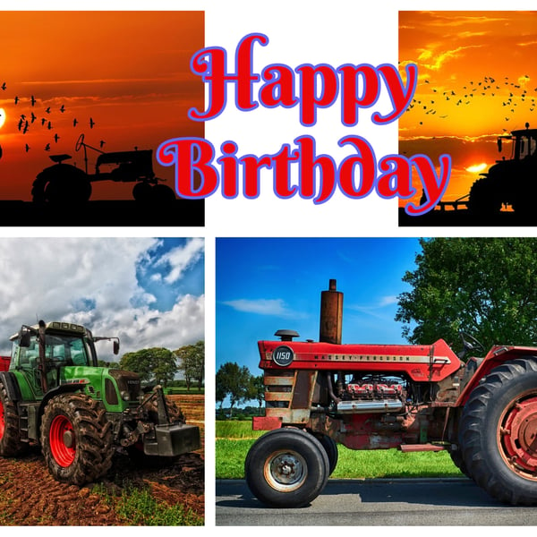 Happy Birthday Tractor Card A5