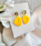 Bright Yellow Acrylic and Glitter Confetti Earrings - Image 2