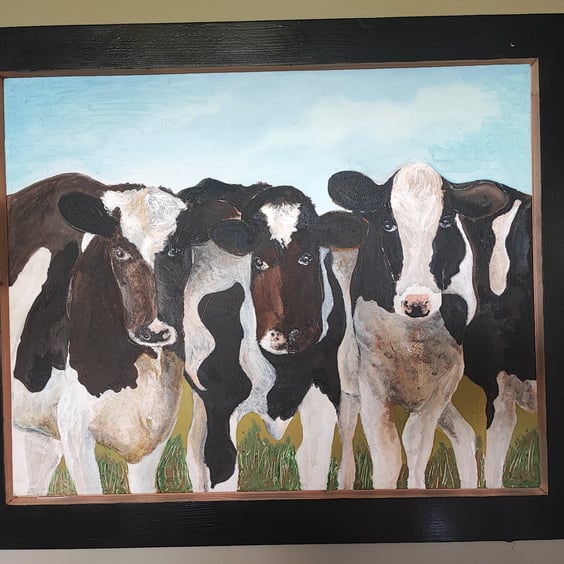 Acrylic Picture of Cows