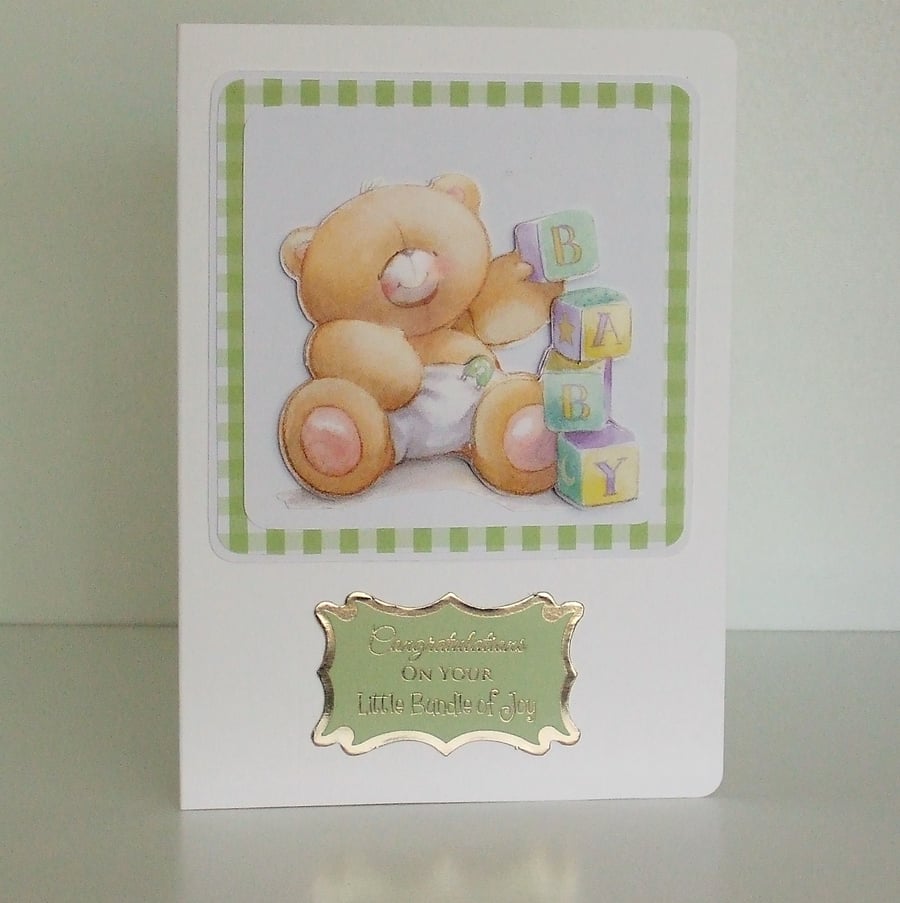 New Baby Card, Teddy Playing