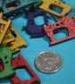 Wooden Sewing Machine Buttons Magenta Hot Pink 6pk Seamstress 26x20mm (S6) - Image 3
