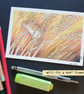 Harvest mouse with wheat stalks, postcard size art, letterbox art gift - Image 6