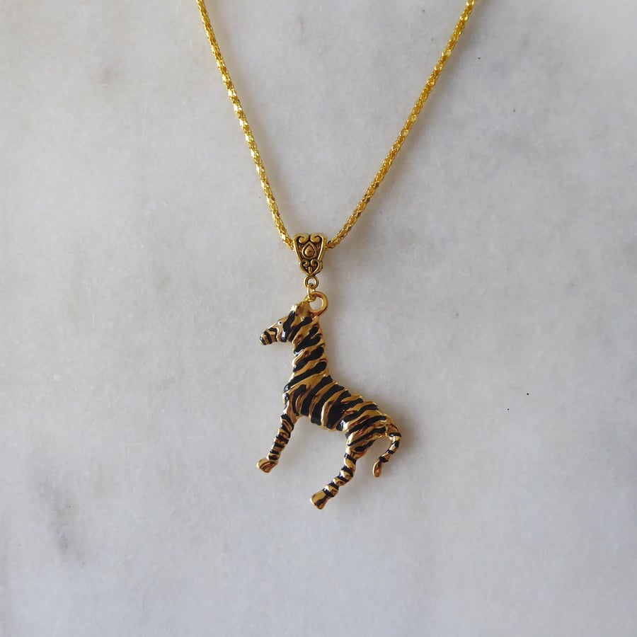 Zebra Pendant with gold plated Chain