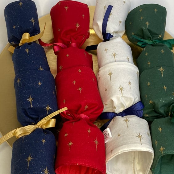 Set of 4 Reusable Christmas Crackers. Star of Bethlehem in four colours