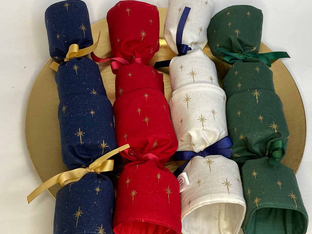 Set of 4 Reusable Christmas Crackers. Star of Bethlehem in four colours