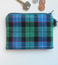 Coin purse Galbraith Ancient Tartan green and blue wool.