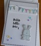 Bunting & Bunny New Baby Card  with Free Gift Tag- Blue - Image 10
