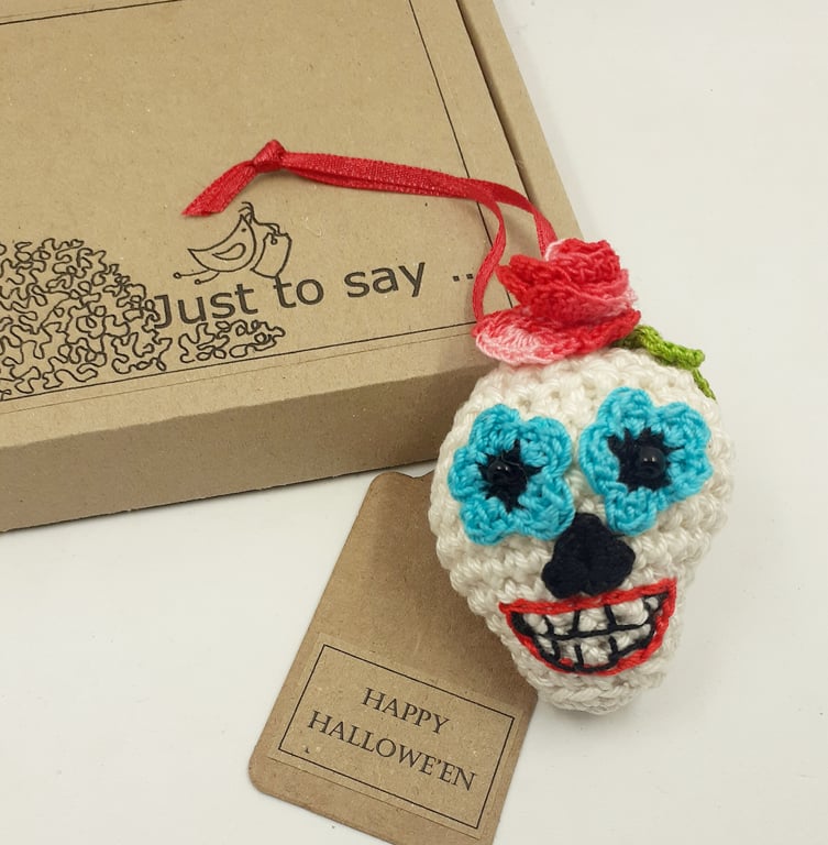 Crochet Sugar Skull Hanger 