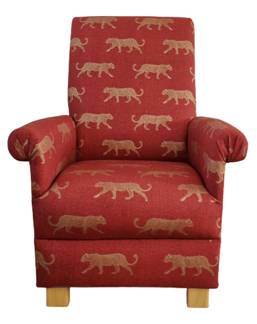 Burnt Orange Leopards Armchair Gold Adult Chair Accent Animals Safari Jungle