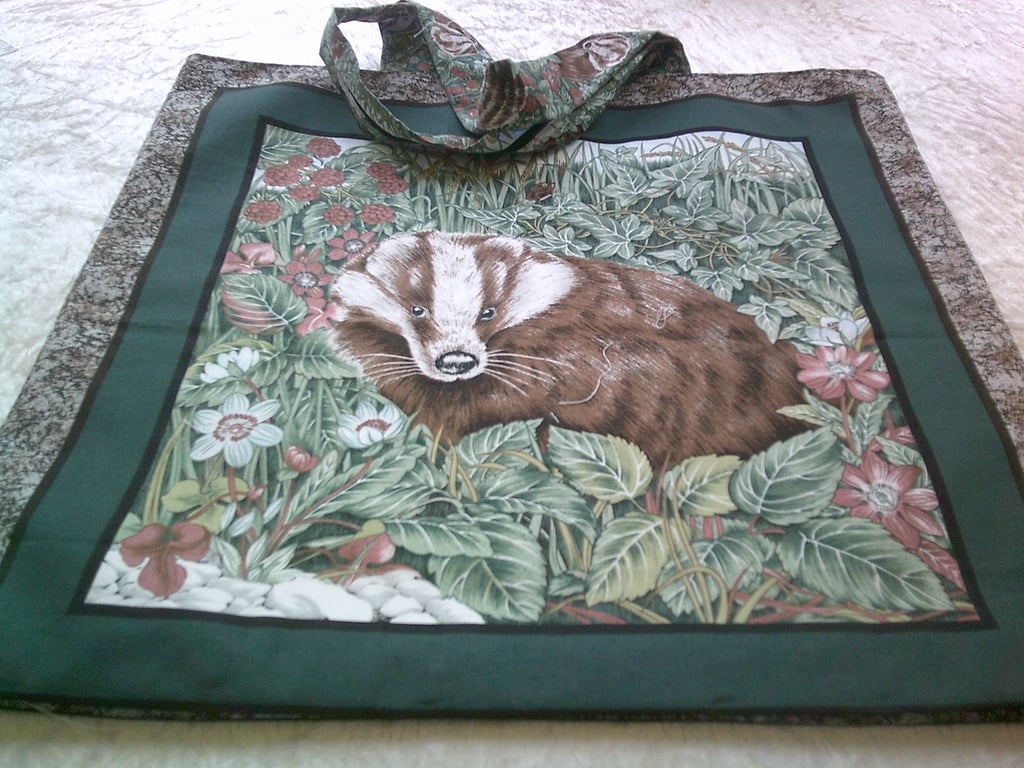 Fabric Shopping Bag with Pictures of Badgers