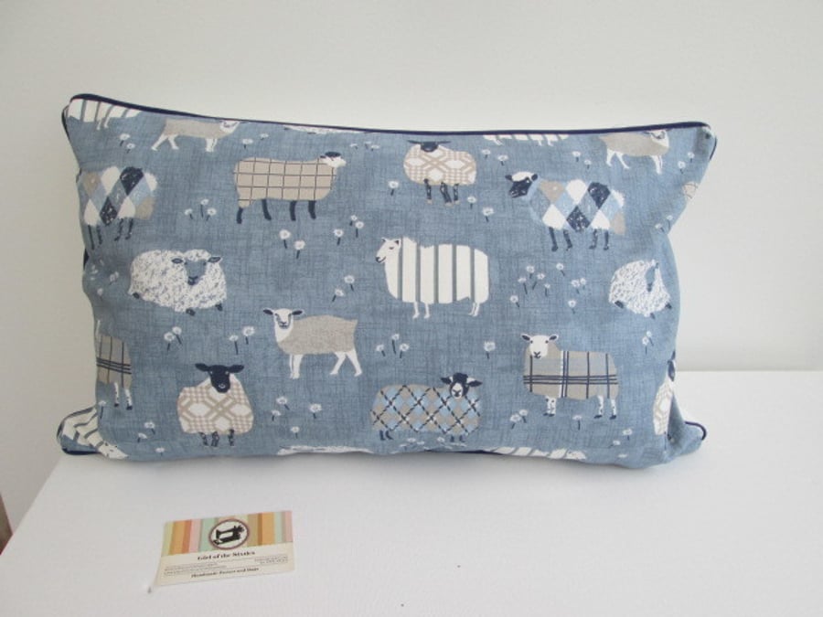 Blue  Sheep Cushion Cover