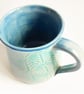 Large Blue Patterned Mug - Hand Thrown Stoneware Ceramic Mug - Image 5