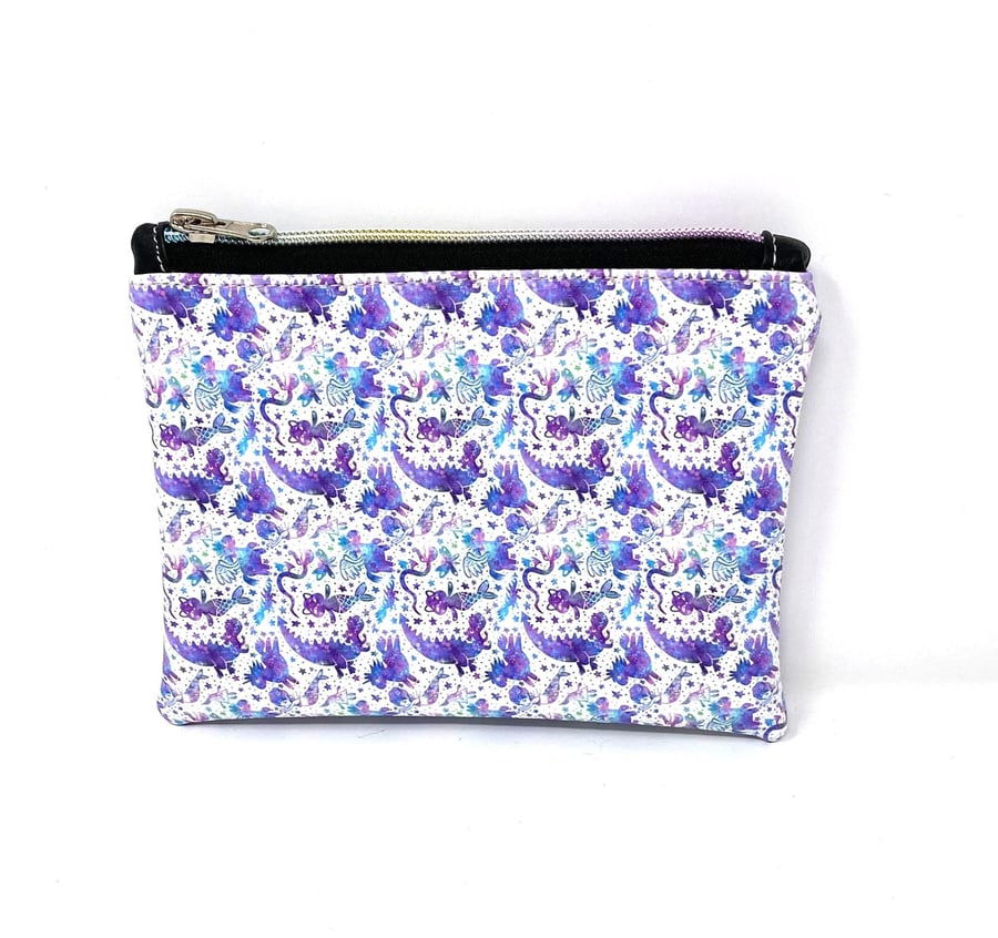 Mythical Creatures Dragon Unicorn Zip Top Bag for Coins, Cards, Purse, Keys