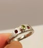 Sterling Silver Peridot Garnet Ring - Size J - Image 10