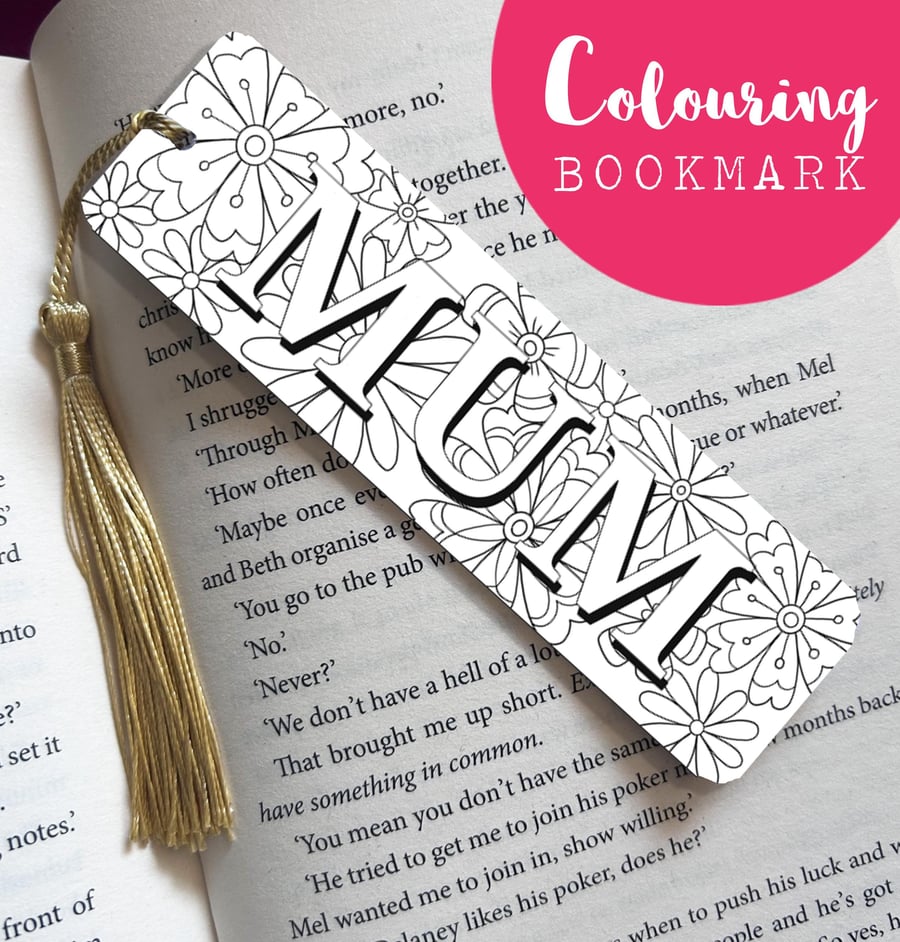 COLOURING Bookmark for - Mother's Day gift - Birthday Gift