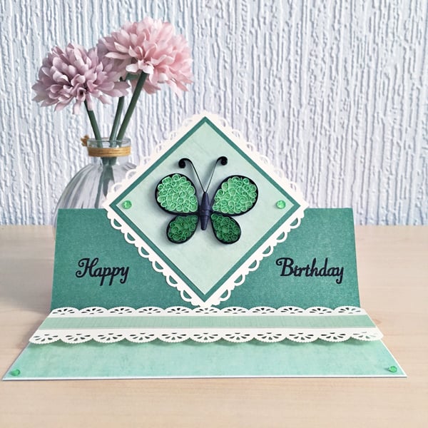 Quilled butterfly birthday card - personalised