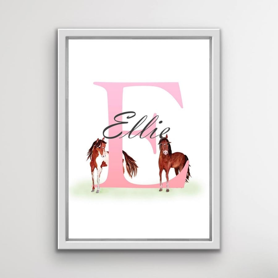 Personalised Initial Print - Horse Pony Initial print, gift