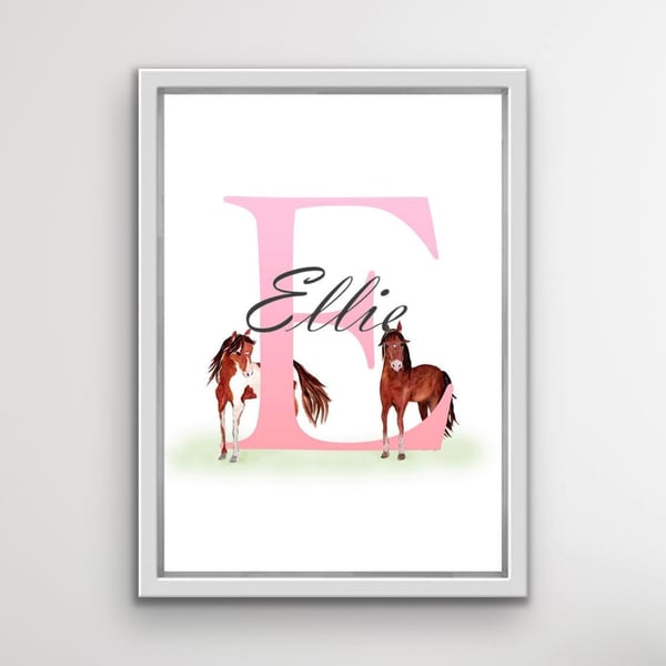 Personalised Initial Print - Horse Pony Initial print, gift