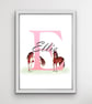 Personalised Initial Print - Horse Pony Initial print, gift