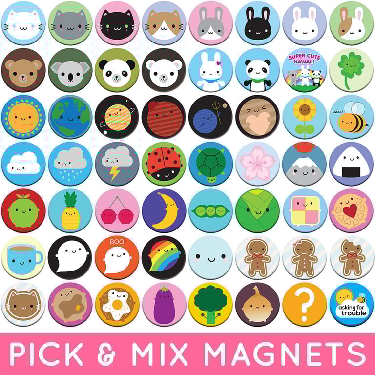 Pick and Mix Kawaii Fridge Magnets - choose any 2 or 4