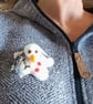 Melting Snowman Needlefelt Brooch Pin, Snowman Brooch - Image 3