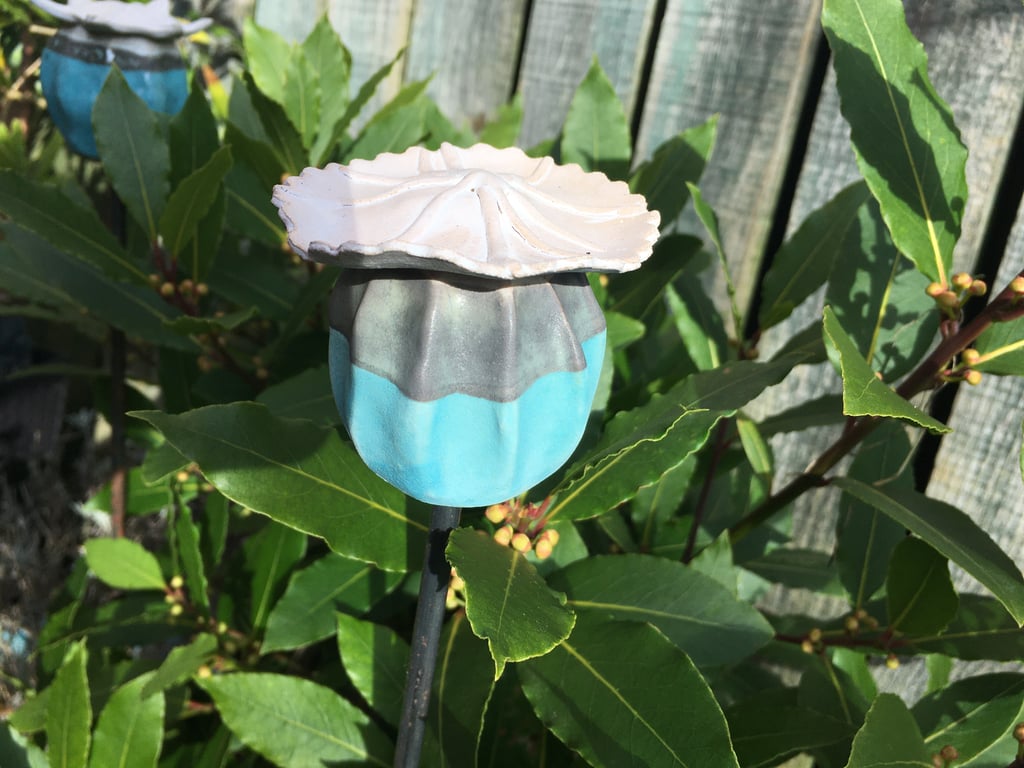 Ceramic garden stake, handmade garden art, indoor or outdoor garden stake