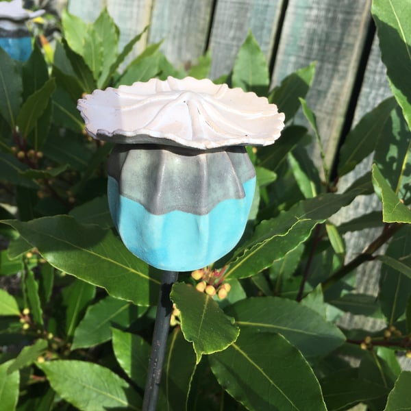 Ceramic garden stake, handmade garden art, indoor or outdoor garden stake