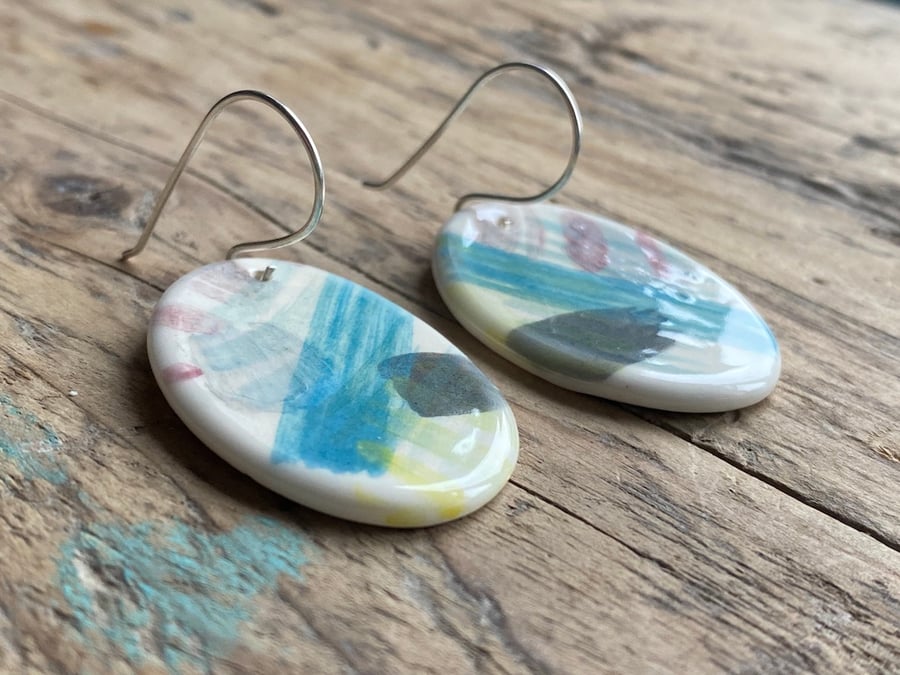 Handmade Ceramic Dangly Earrings