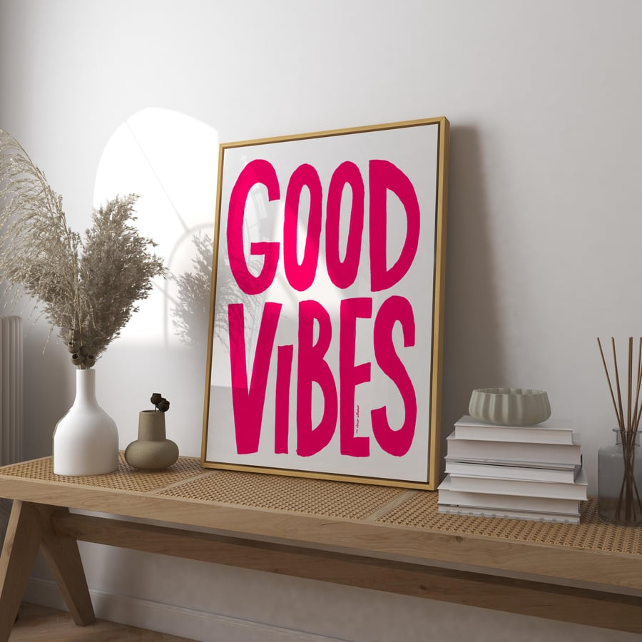 Good Vibes Art Print Poster, Self Love Trendy Groovy Illustration, Good Vibes On